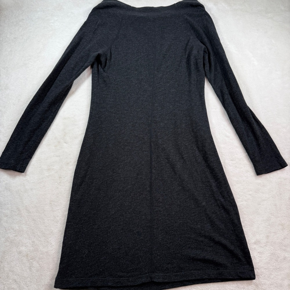 James Perse Standard Charcoal Heather Gray Boat Neck Long Sleeve Midi Dress 4 L - Picture 6 of 8